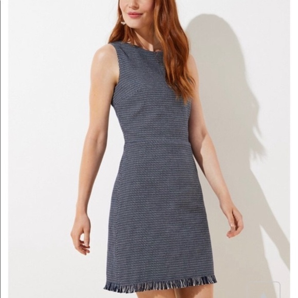 Loft Tweed Dress with Frayed Hem Size 6